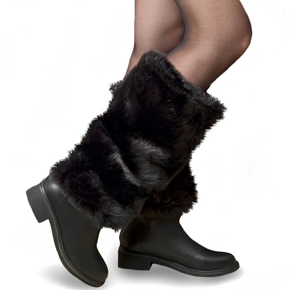 Faux fur legs warmers
